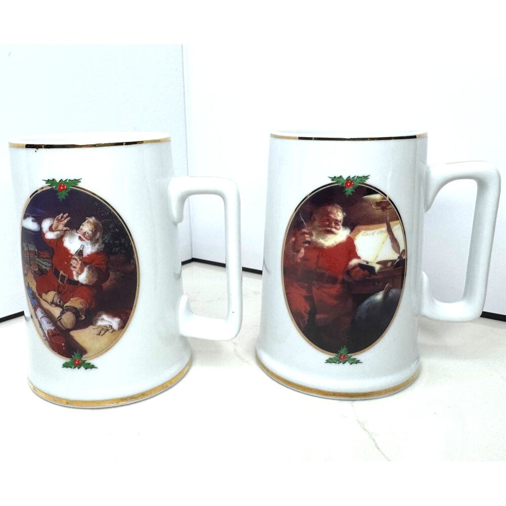 1996 Coca Cola Sundblom Collector's Edition Christmas Mug Set #2